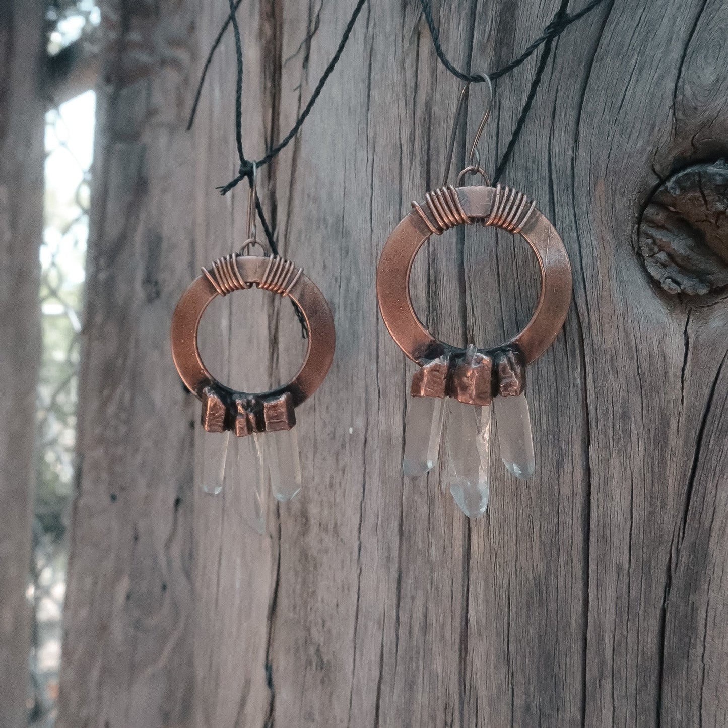 Trinity Quartz Point Earrings | Copper - Blackbird & Sage