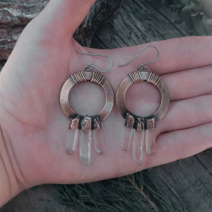 Trinity Quartz Point Earrings | Copper - Blackbird & Sage