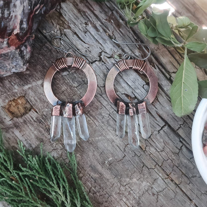 Trinity Quartz Point Earrings | Copper - Blackbird & Sage