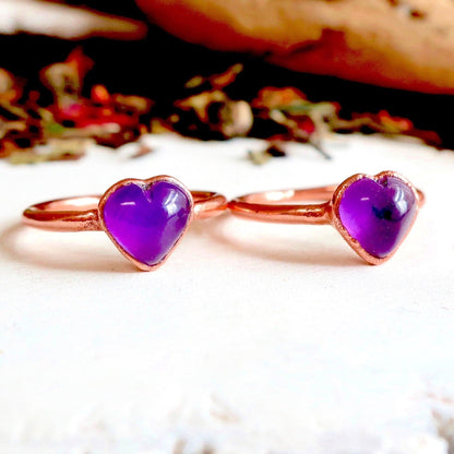 Amethyst Heart Ring - Copper - Blackbird & Sage