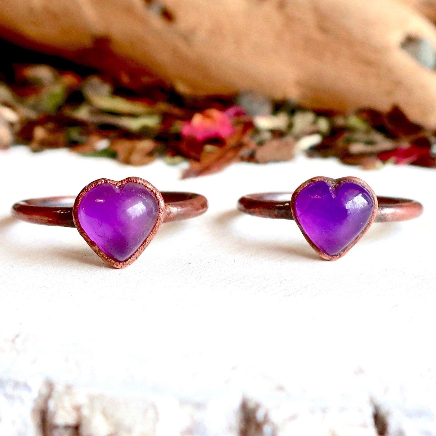 Amethyst Heart Ring - Copper - Blackbird & Sage