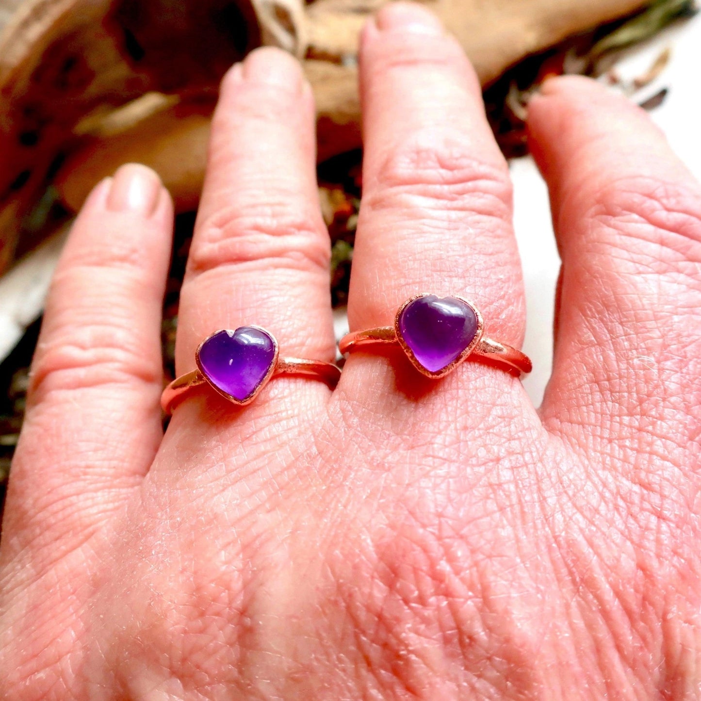 Amethyst Heart Ring - Copper - Blackbird & Sage