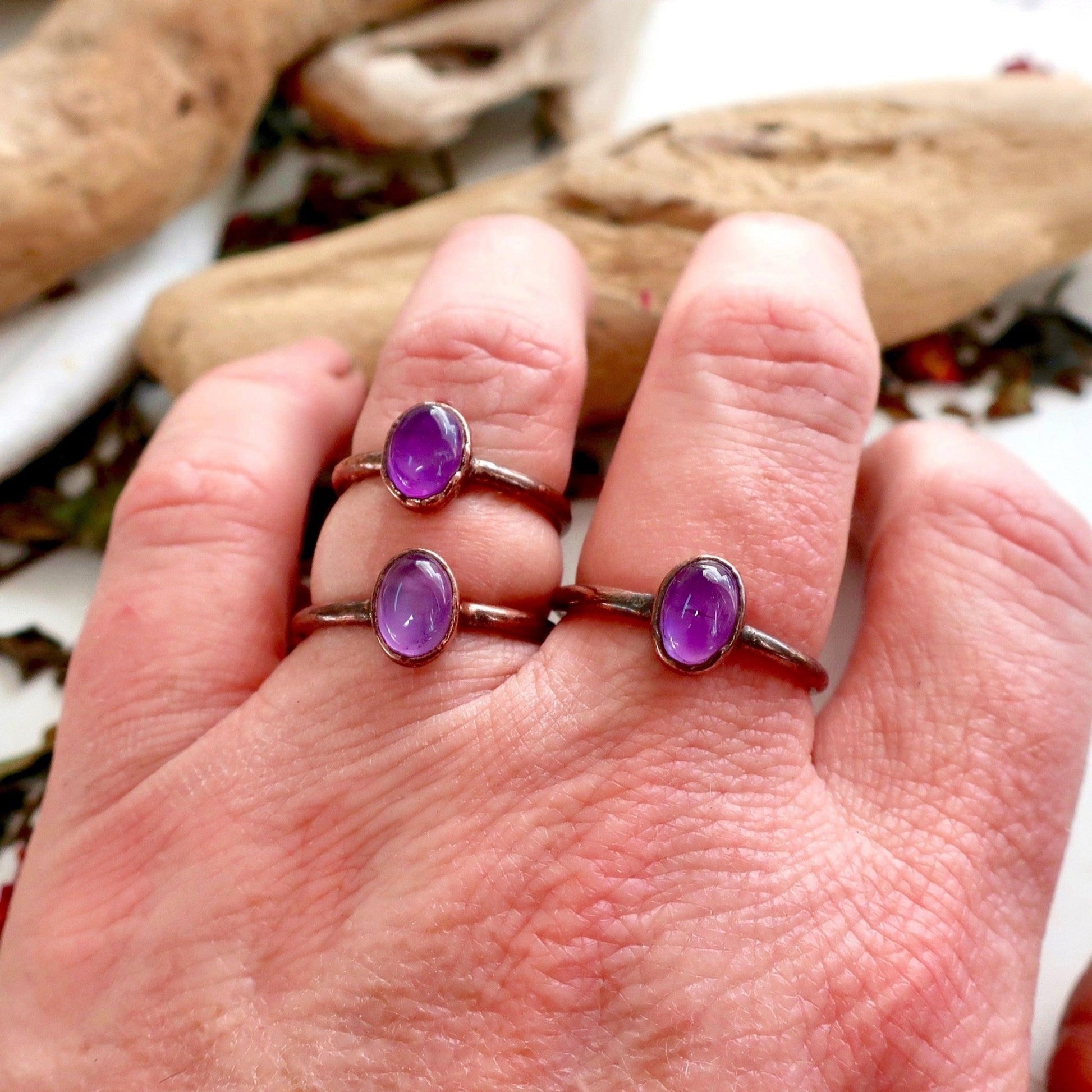 Amethyst Solitaire Ring | Copper - Blackbird & Sage