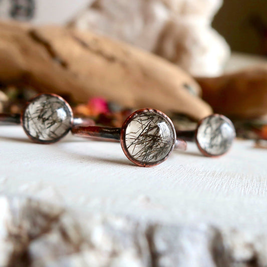 Black Rutilated Quartz Ring | Copper - Blackbird & Sage