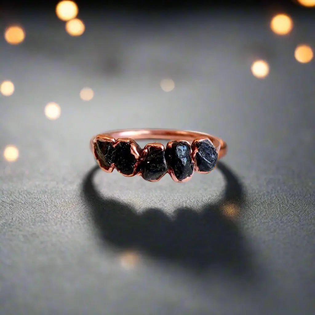 Raw Black Tourmaline Ring | Rough Crystal Ring with on sale Quartz | Copper Electroform Jewelry | Size 6.5