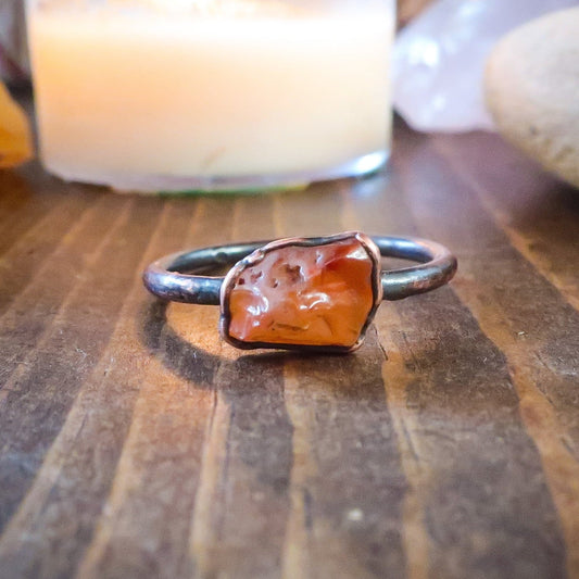 Carnelian Agate Tumbled Stone Ring | Copper | Size 7.25 - Blackbird & Sage