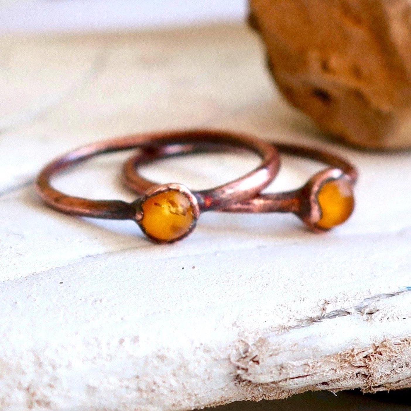 Dainty Amber Ring | Copper - Blackbird & Sage