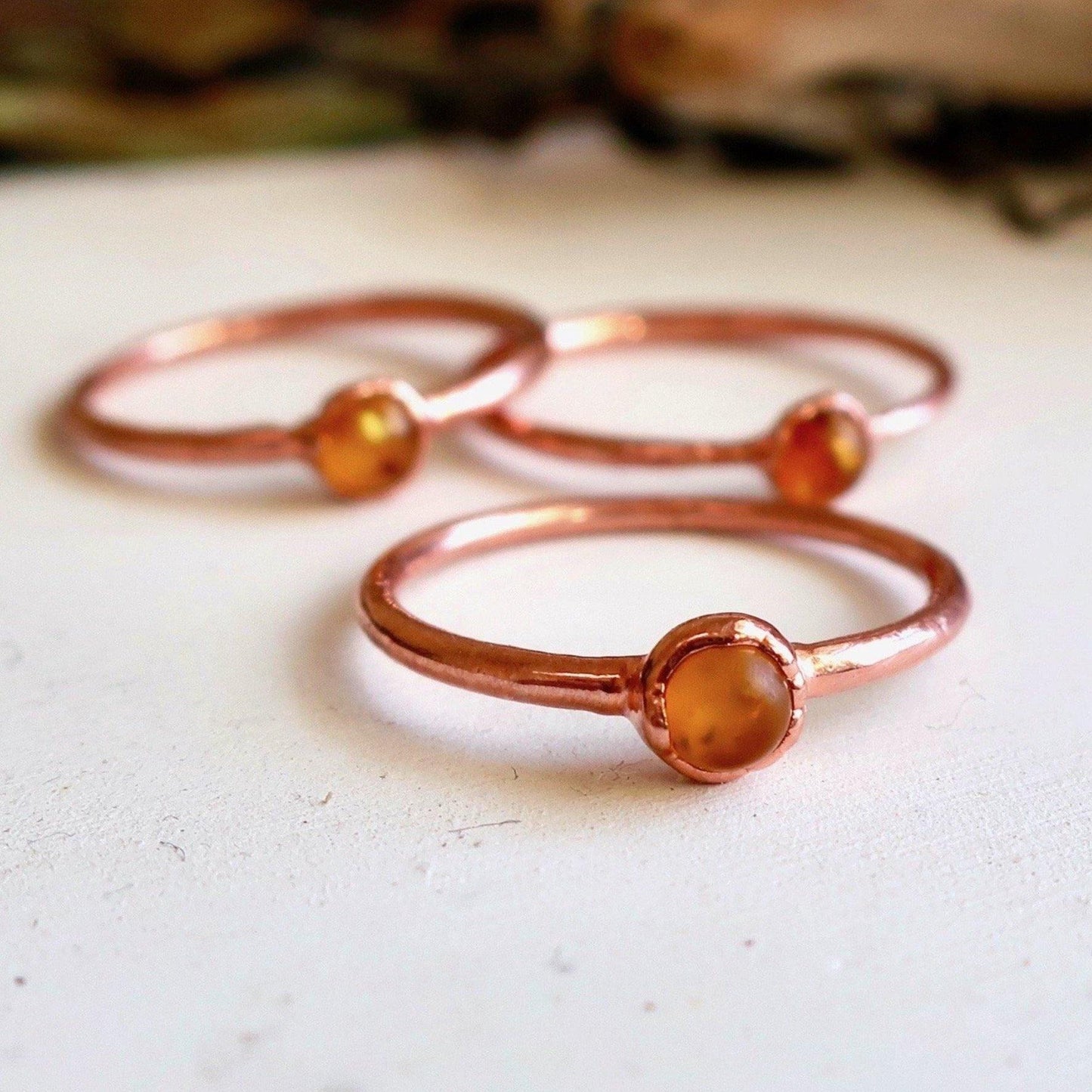 Dainty Amber Ring | Copper - Blackbird & Sage