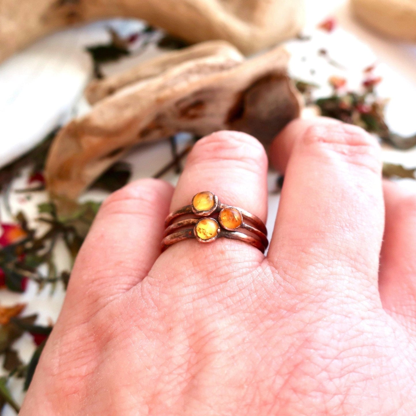 Dainty Amber Ring | Copper - Blackbird & Sage