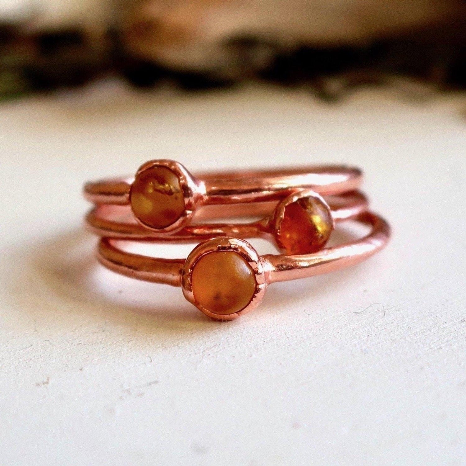 Dainty Amber Ring | Copper - Blackbird & Sage