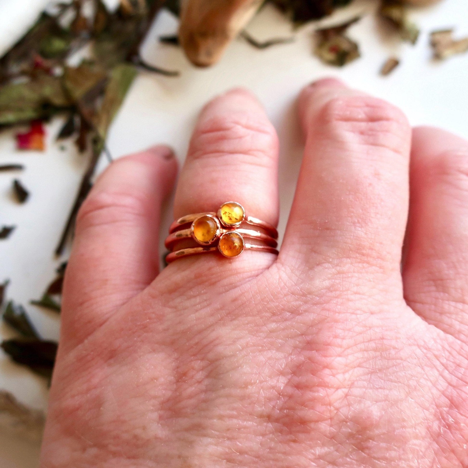 Dainty Amber Ring | Copper - Blackbird & Sage