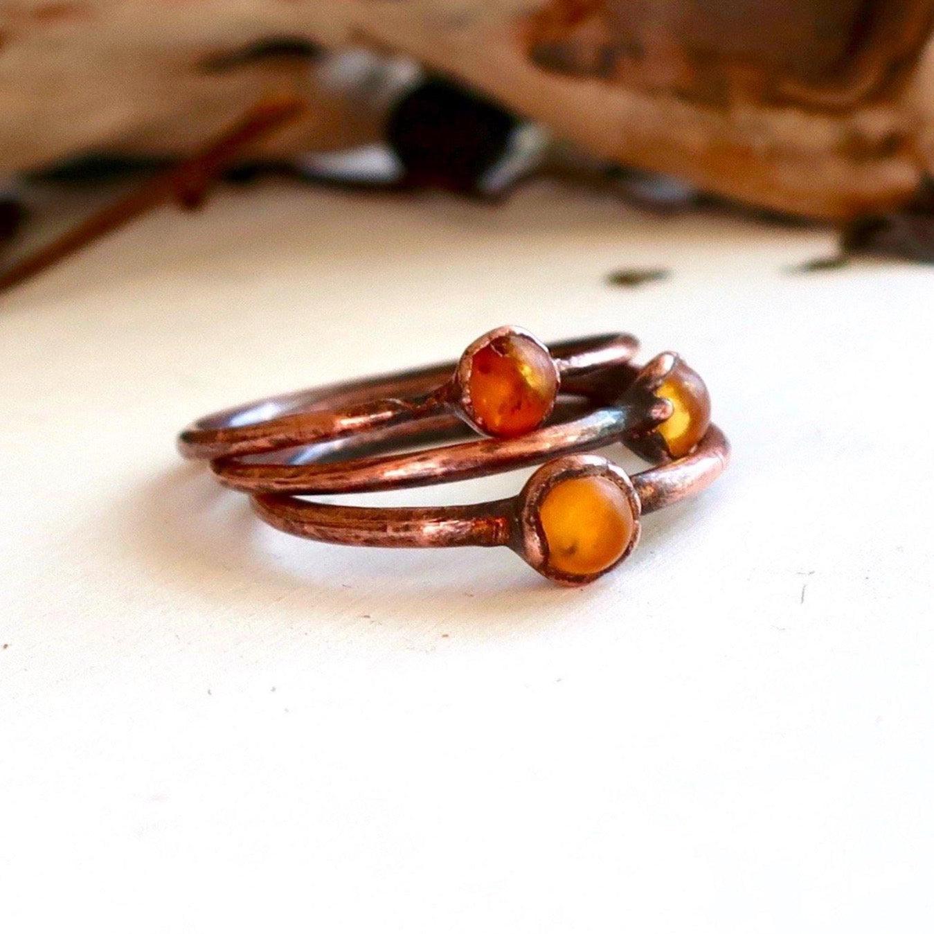 Dainty Amber Ring | Copper - Blackbird & Sage