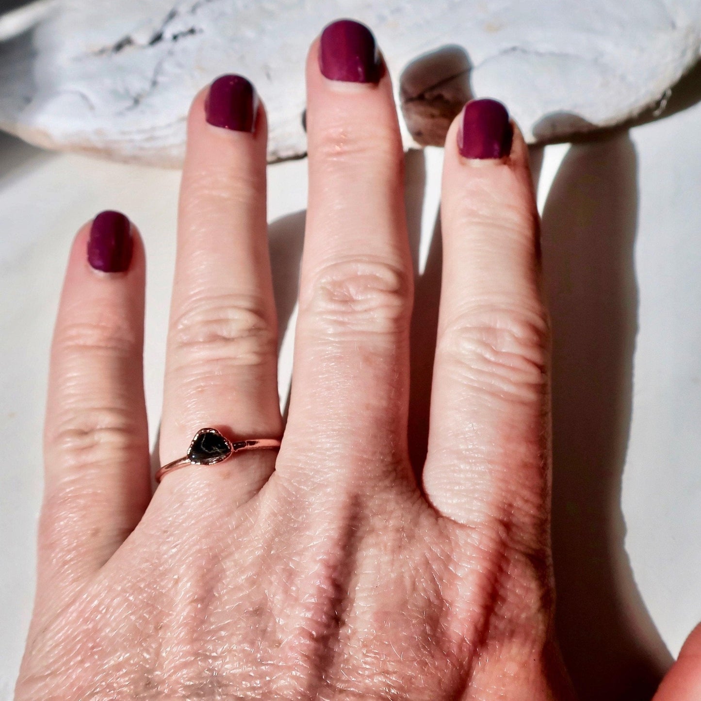 Dainty Black Tourmaline Copper Ring - Blackbird & Sage