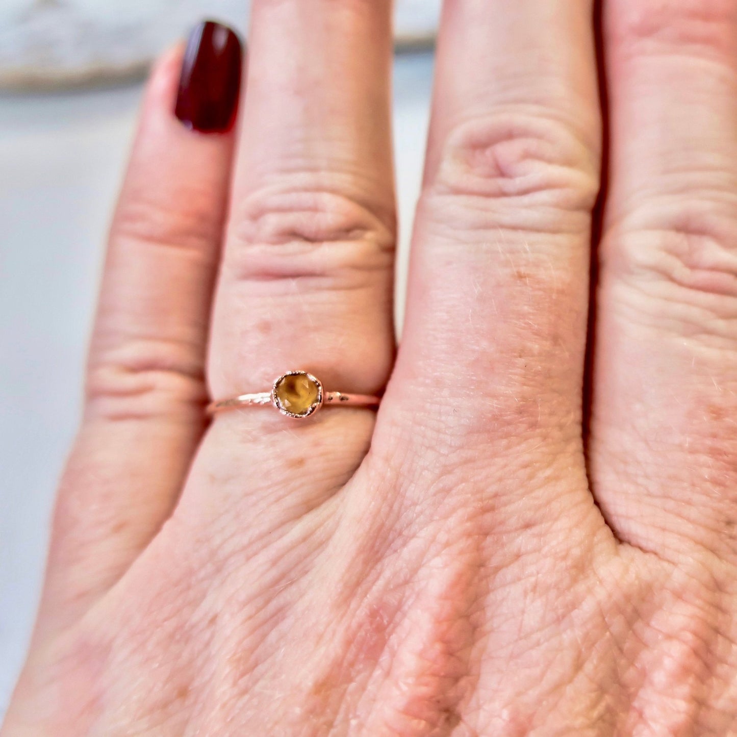 Dainty Citrine Ring | Copper | Size 5 - Blackbird & Sage