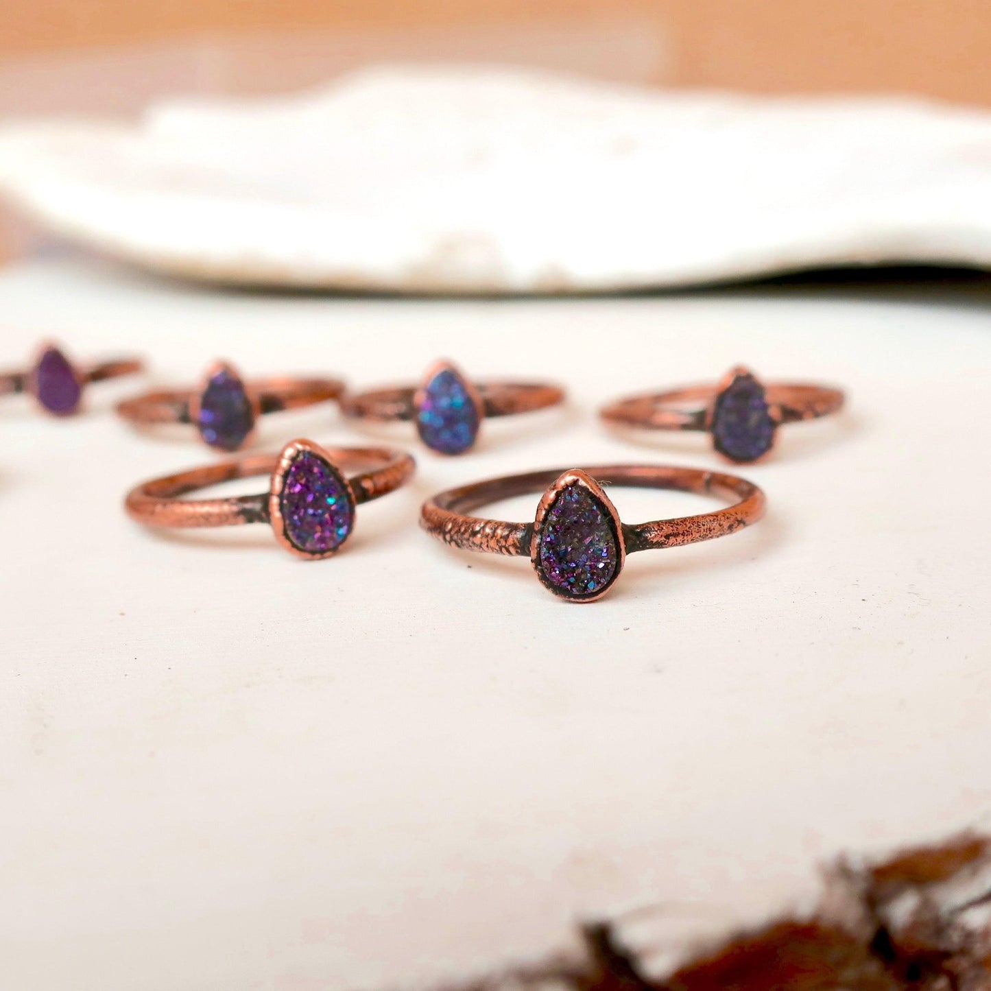 Druzy Quartz Teardrop Ring | Copper - Blackbird & Sage