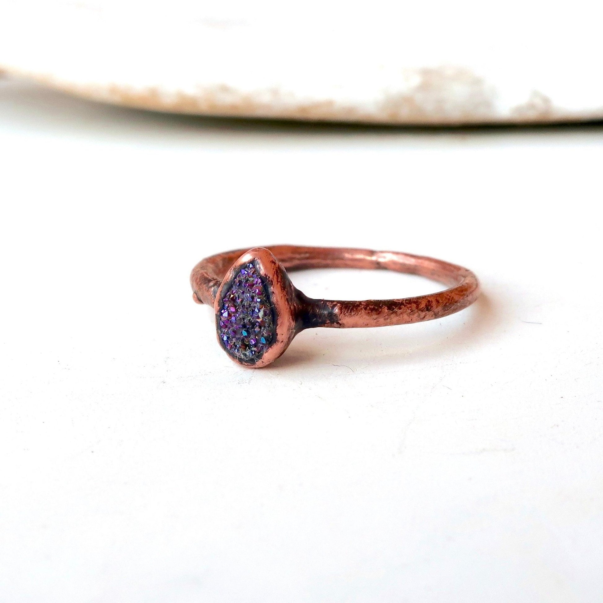 Druzy Quartz Teardrop Ring | Copper - Blackbird & Sage