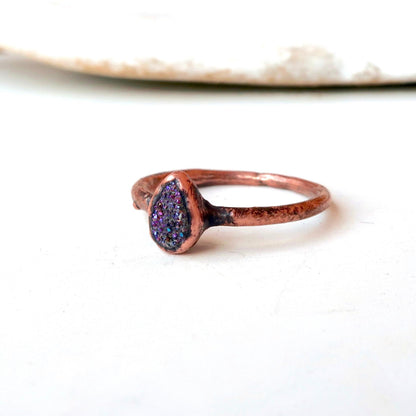 Druzy Quartz Teardrop Ring | Copper - Blackbird & Sage