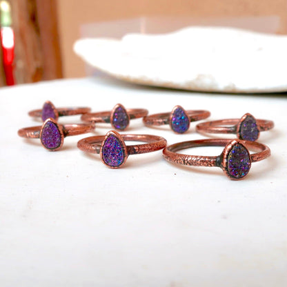 Druzy Quartz Teardrop Ring | Copper - Blackbird & Sage