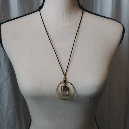 Energy Activator Quartz Chakra Necklace | Brass & Leather - Blackbird & Sage