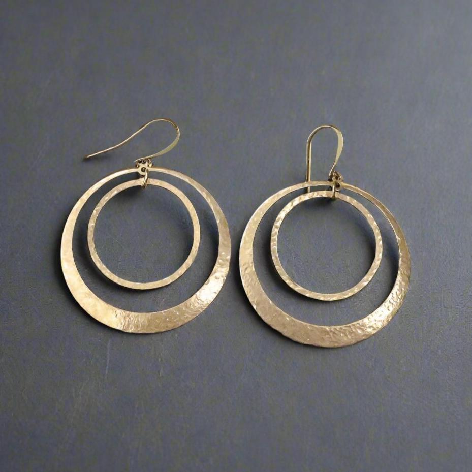 Full Circle Hoop Earrings | Hand Hammered Brass - Lotus Moon Atelier by Blackbird & Sage