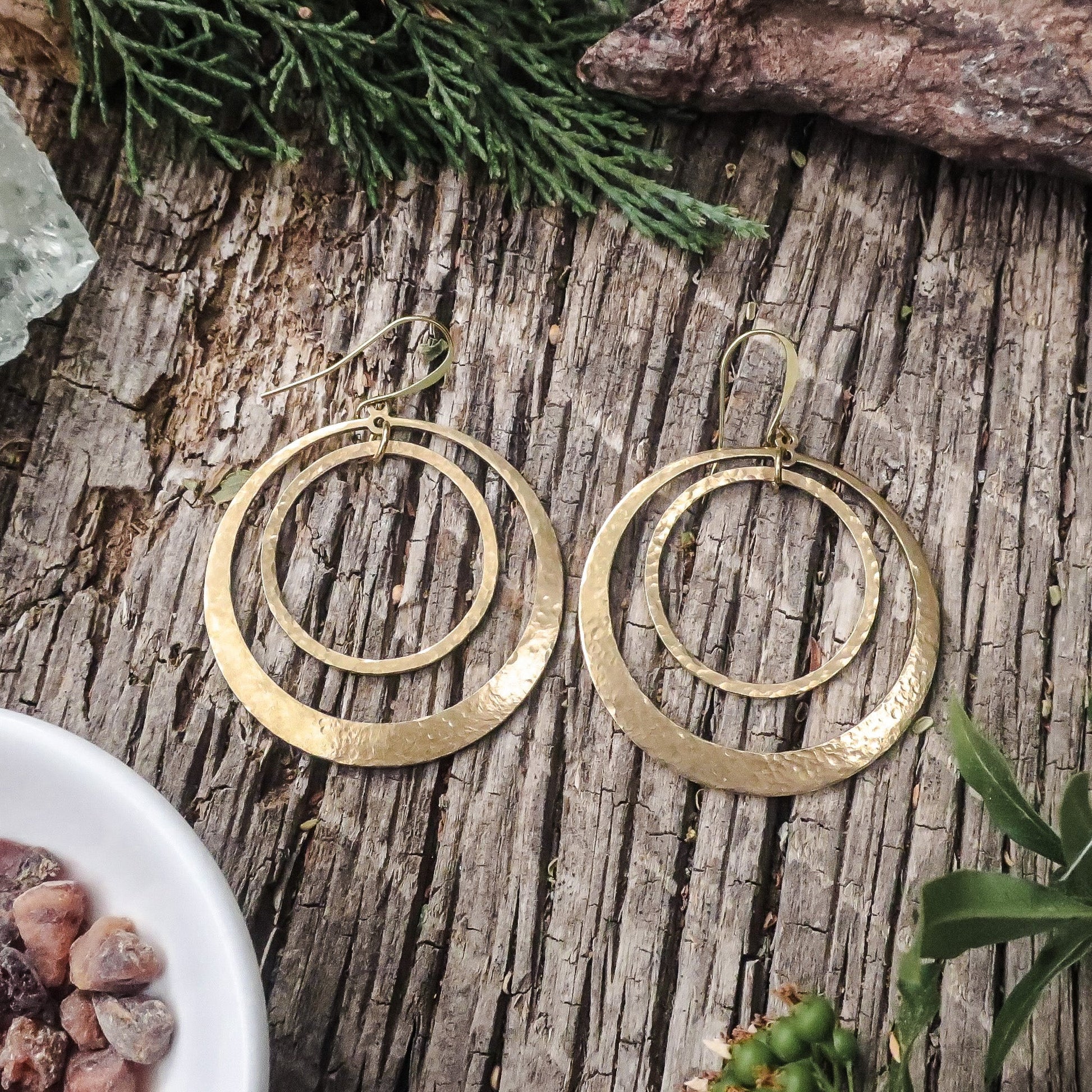 Full Circle Earrings | Hand Hammered Brass - Lotus Moon Atelier by Blackbird & Sage