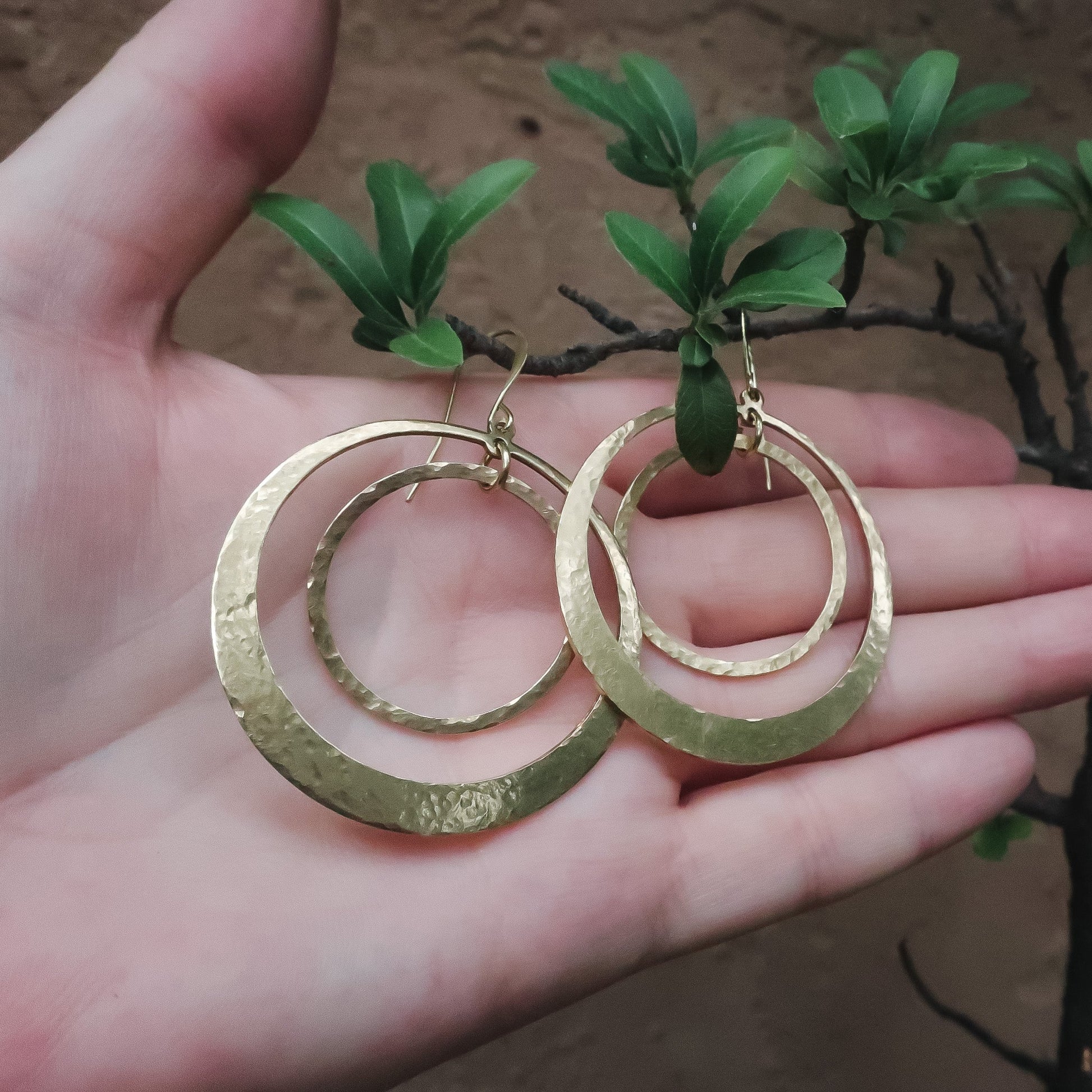 Full Circle Hoop Earrings | Hand Hammered Brass - Lotus Moon Atelier by Blackbird & Sage