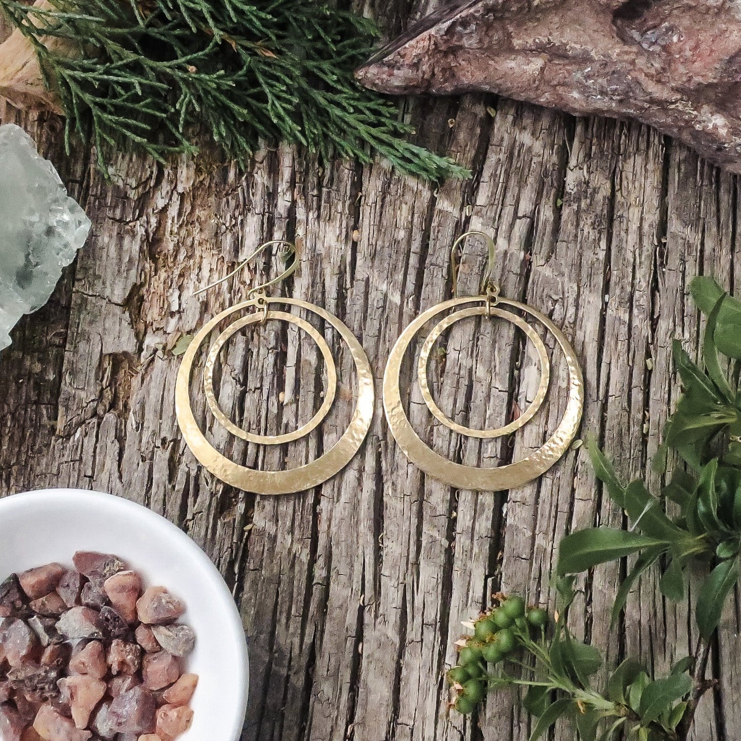 Full Circle Hoop Earrings | Hand Hammered Brass - Lotus Moon Atelier by Blackbird & Sage