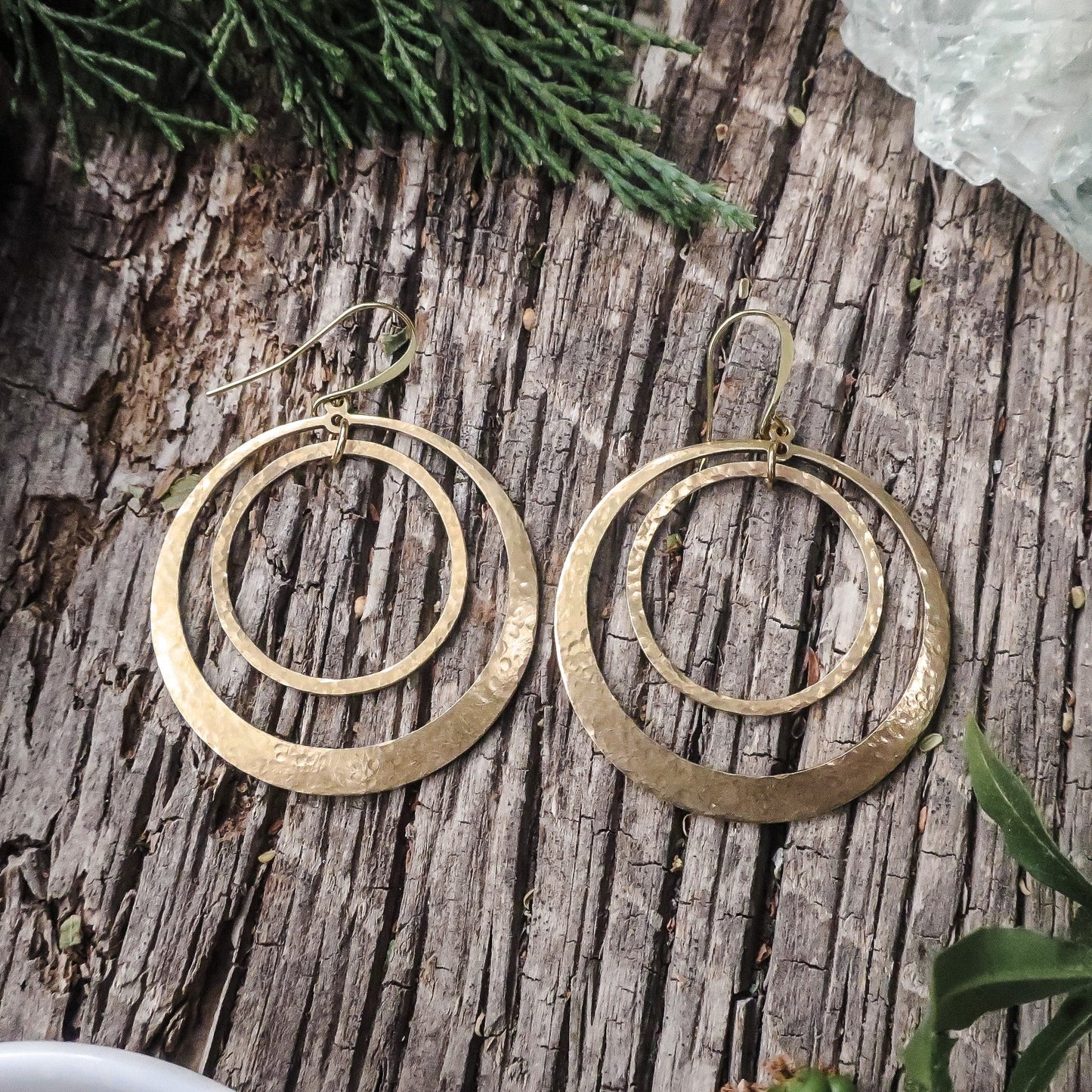 Full Circle Hoop Earrings | Hand Hammered Brass - Lotus Moon Atelier by Blackbird & Sage