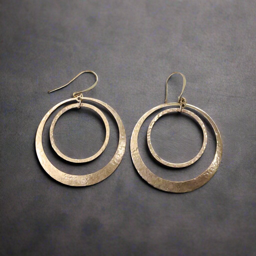 Full Circle Hoop Earrings | Hand Hammered Brass - Lotus Moon Atelier by Blackbird & Sage