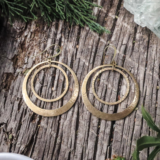 Full Circle Earrings | Hand Hammered Brass - Lotus Moon Atelier by Blackbird & Sage