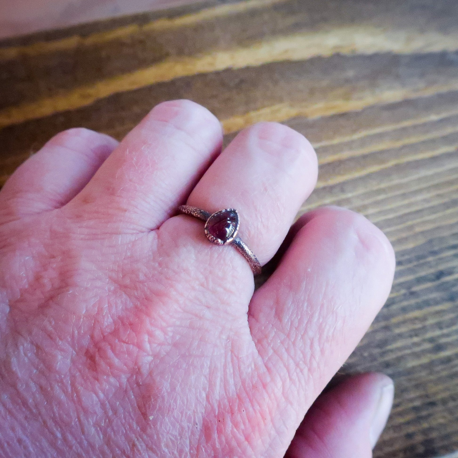 Garnet Teardrop Ring | Copper - Blackbird & Sage