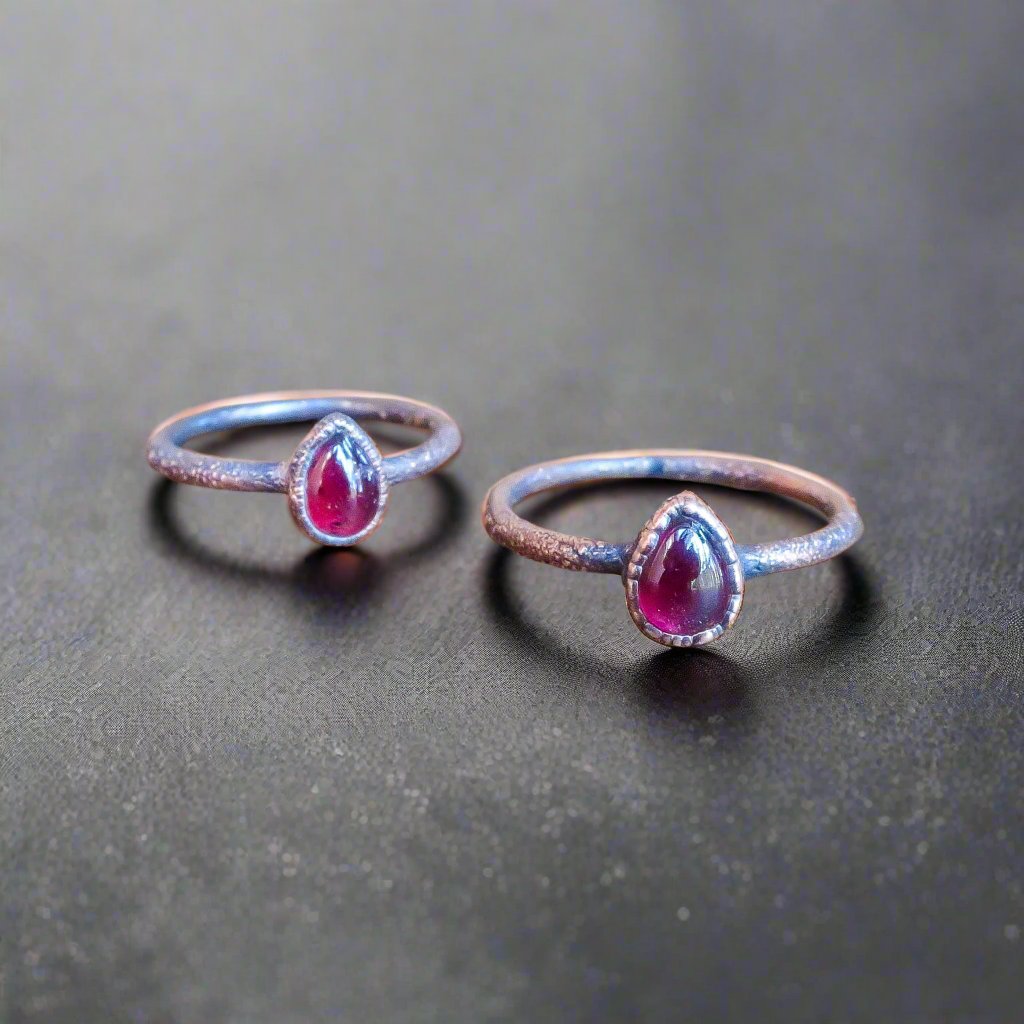 Garnet Teardrop Ring | Copper - Blackbird & Sage