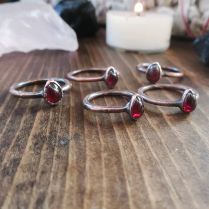 Garnet Teardrop Ring | Copper - Blackbird & Sage