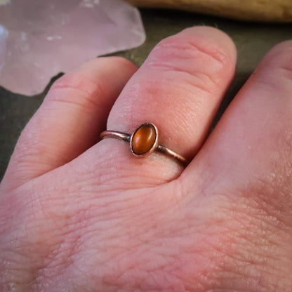 Genuine Amber Small Oval Stone Ring | Copper | Size 7 - Blackbird & Sage