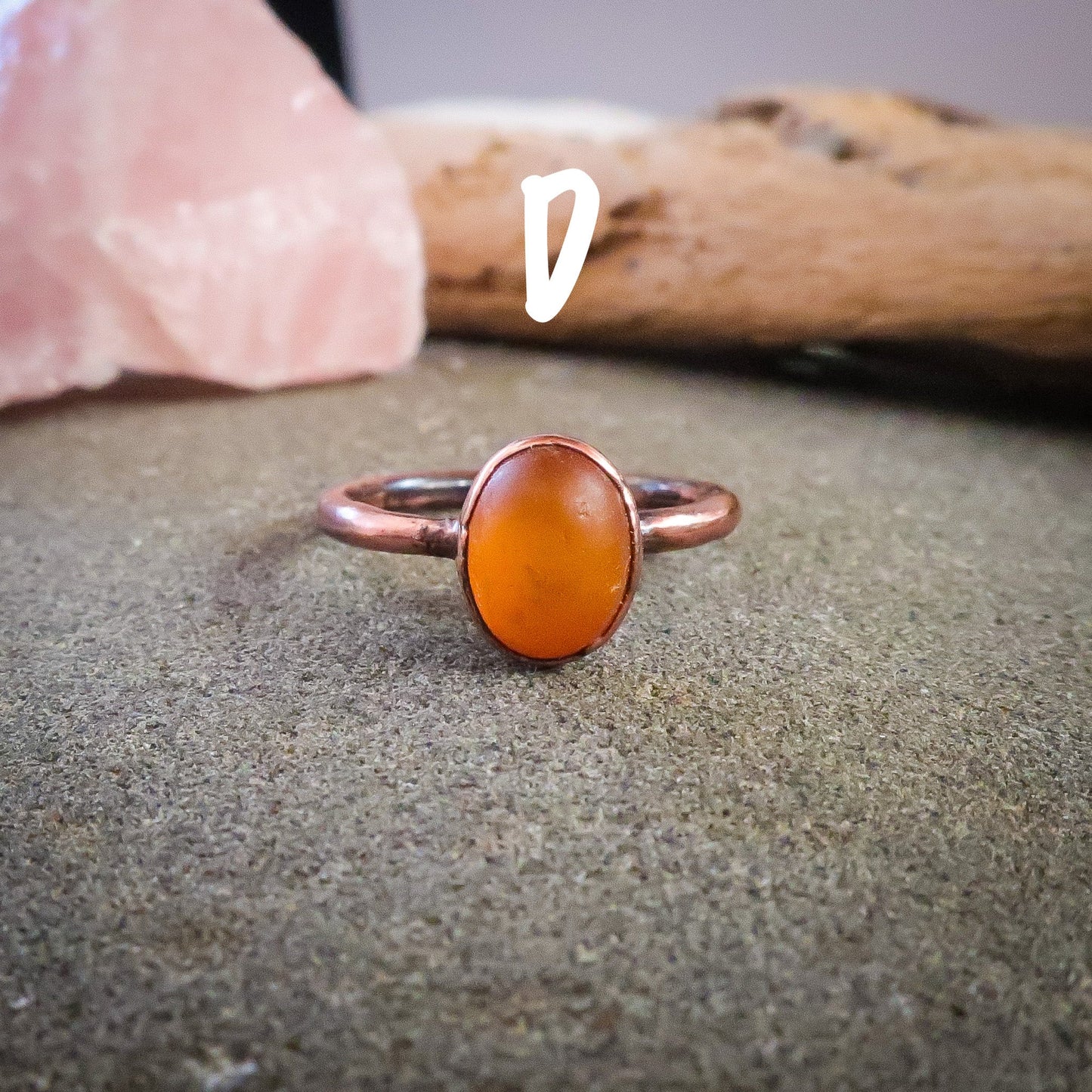 Genuine Oval Amber Manifestation Ring | Copper | Size 6, 6.5 - Blackbird & Sage