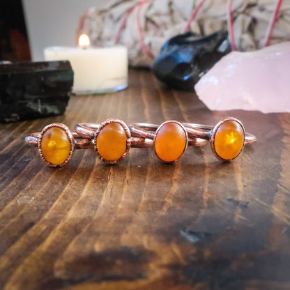 Genuine Oval Amber Manifestation Ring | Copper | Size 6, 6.5 - Blackbird & Sage