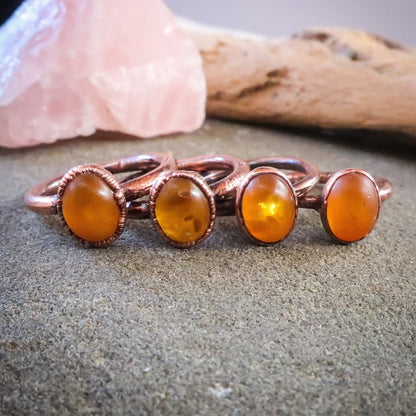 Genuine Oval Amber Manifestation Ring | Copper | Size 6, 6.5 - Blackbird & Sage