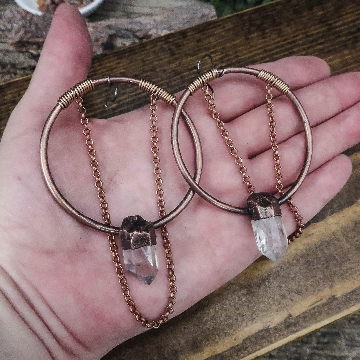 Ultimate Manifester Quartz Statement Earrings | Copper & Bronze