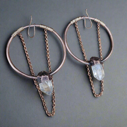 Ultimate Manifester Quartz Statement Earrings | Copper & Bronze