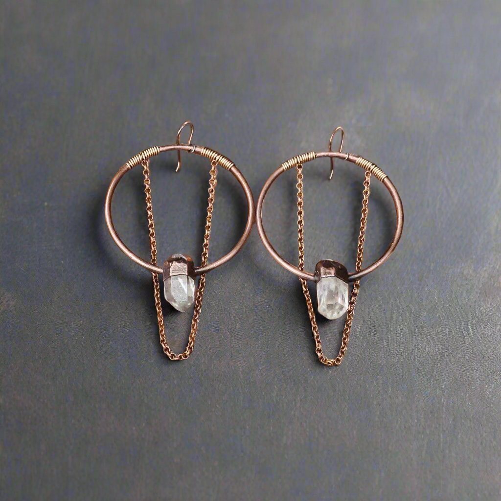 Ultimate Manifester Quartz Statement Earrings | Copper & Bronze