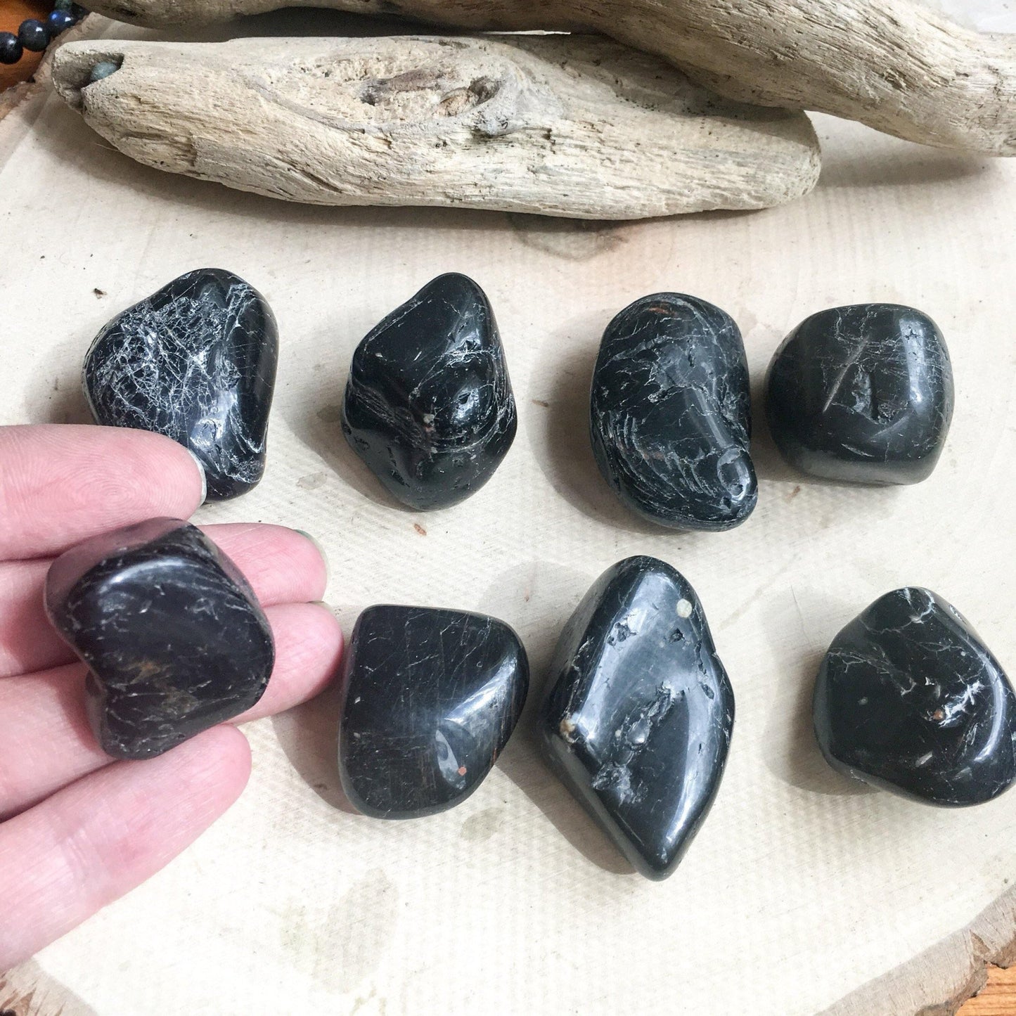 Large Tumbled Black Tourmaline Stone - Blackbird & Sage