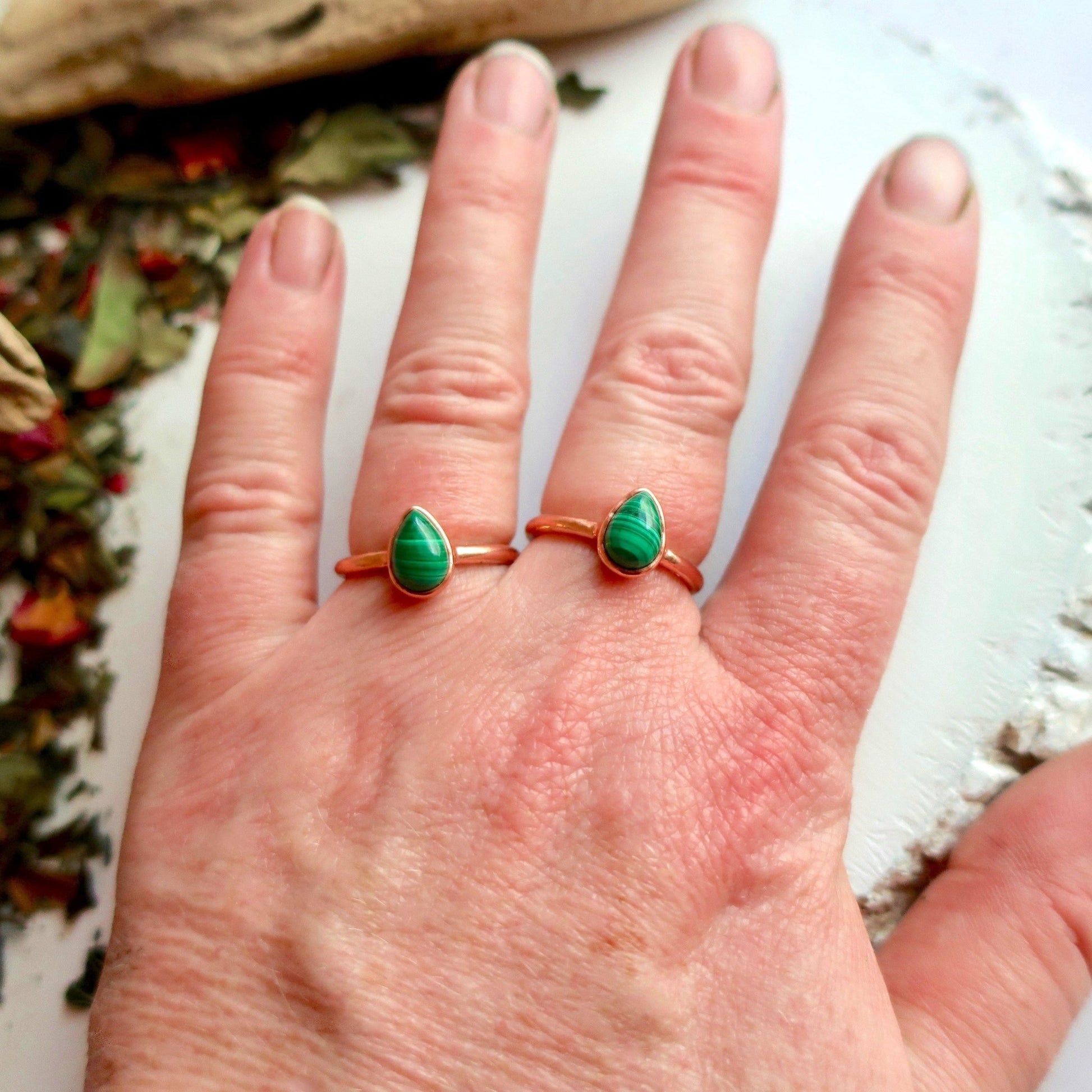 Malachite Ring - Copper - Blackbird & Sage