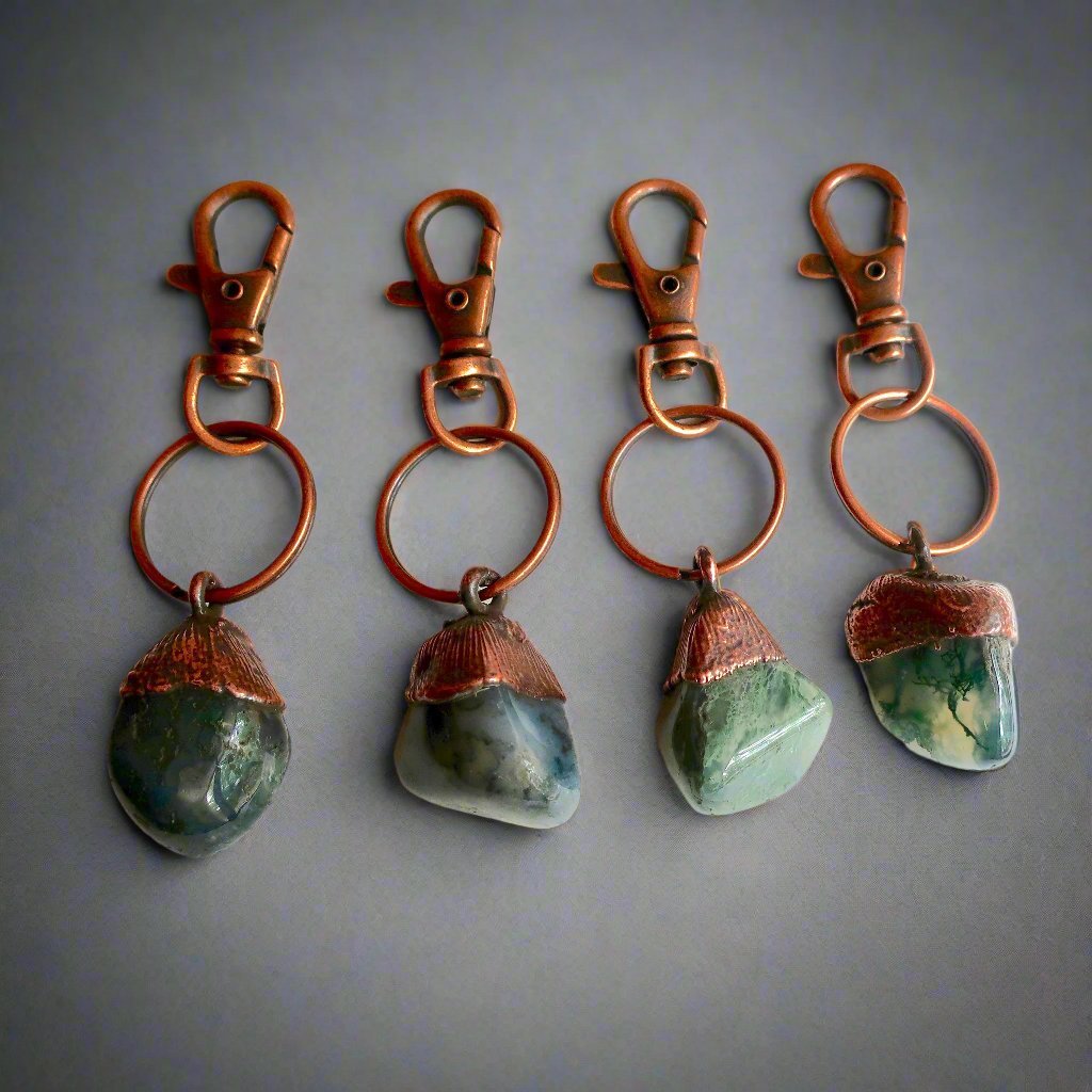 Moss Agate Keychain | Copper - Blackbird & Sage