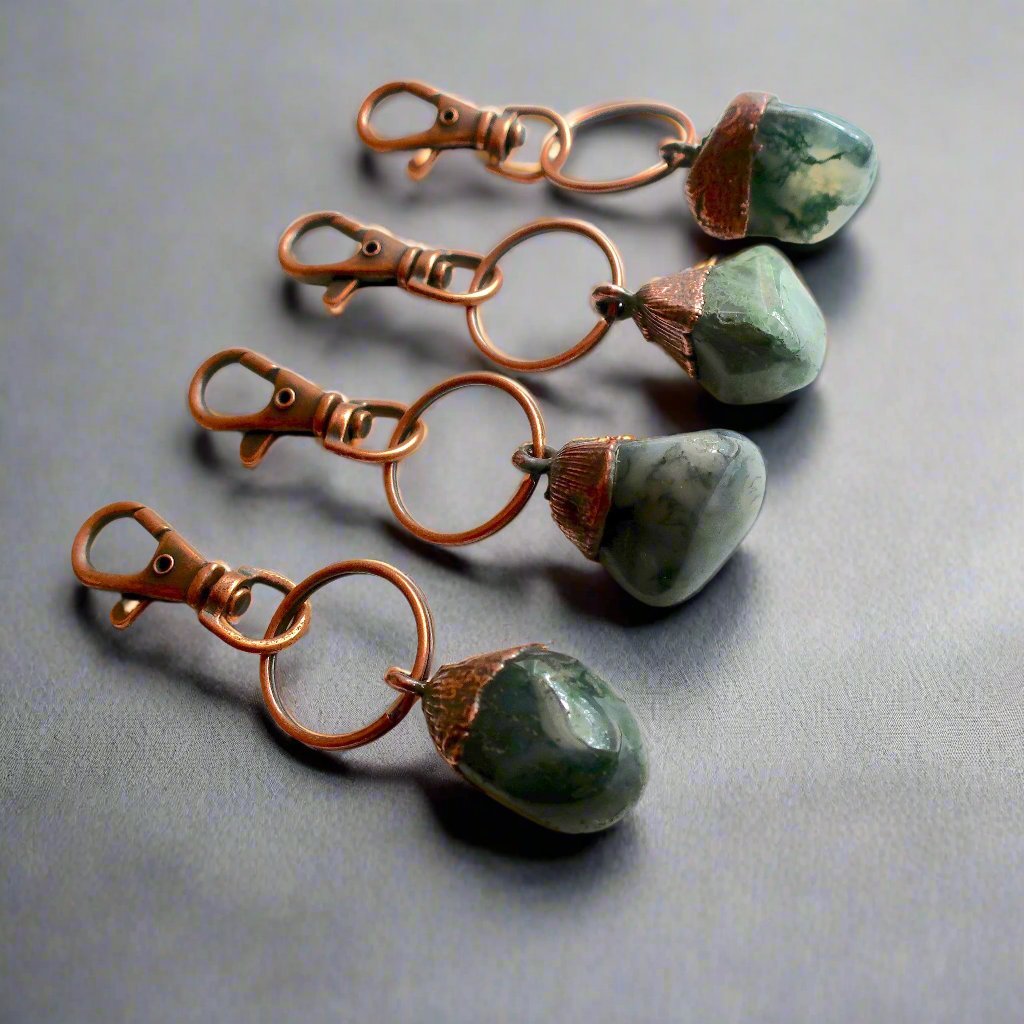 Moss Agate Keychain | Copper - Blackbird & Sage