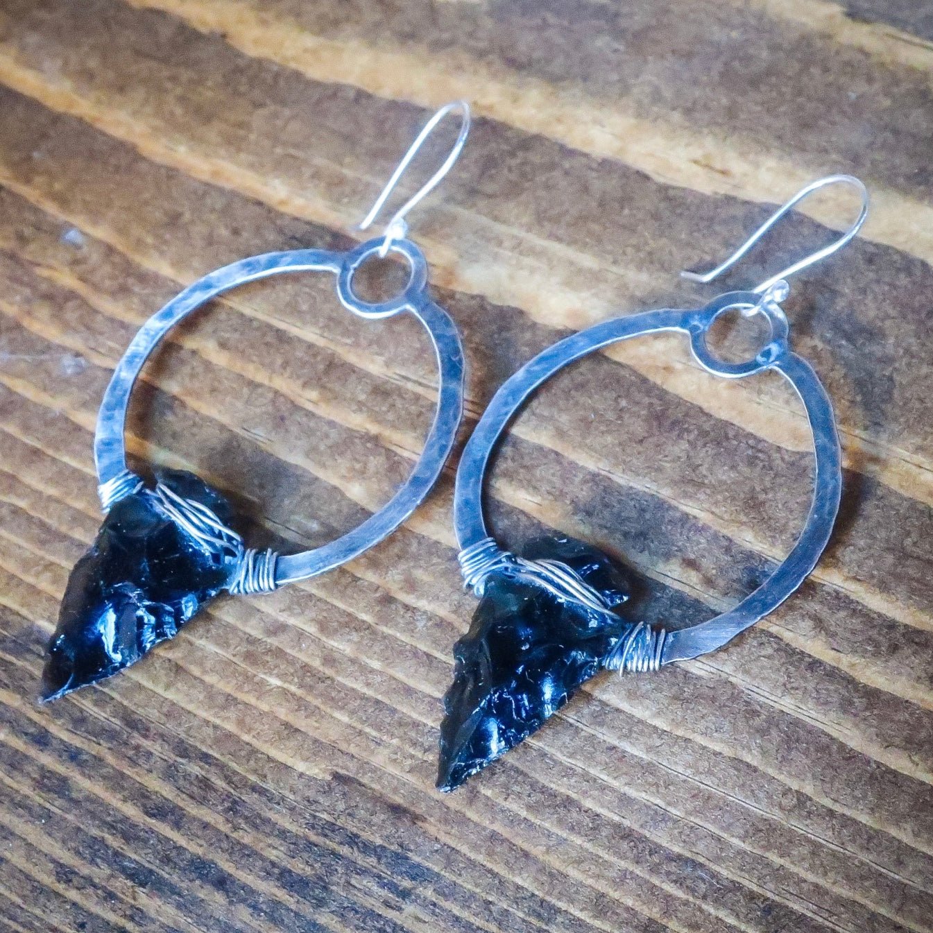 Psychic Protection Obsidian Arrowhead Earrings  | Sterling Silver - Studio Athene Noctua by Blackbird & Sage