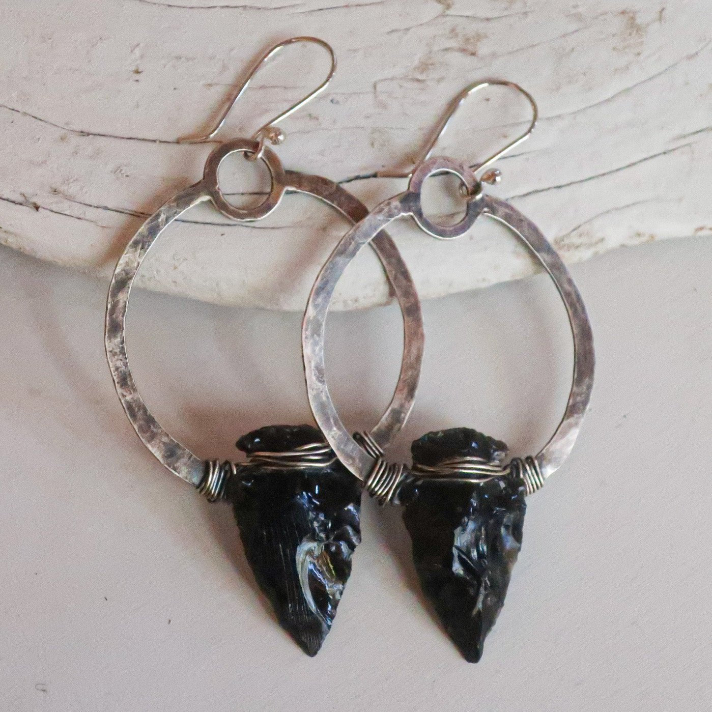 Psychic Protection Obsidian Arrowhead Earrings  | Sterling Silver - Studio Athene Noctua by Blackbird & Sage