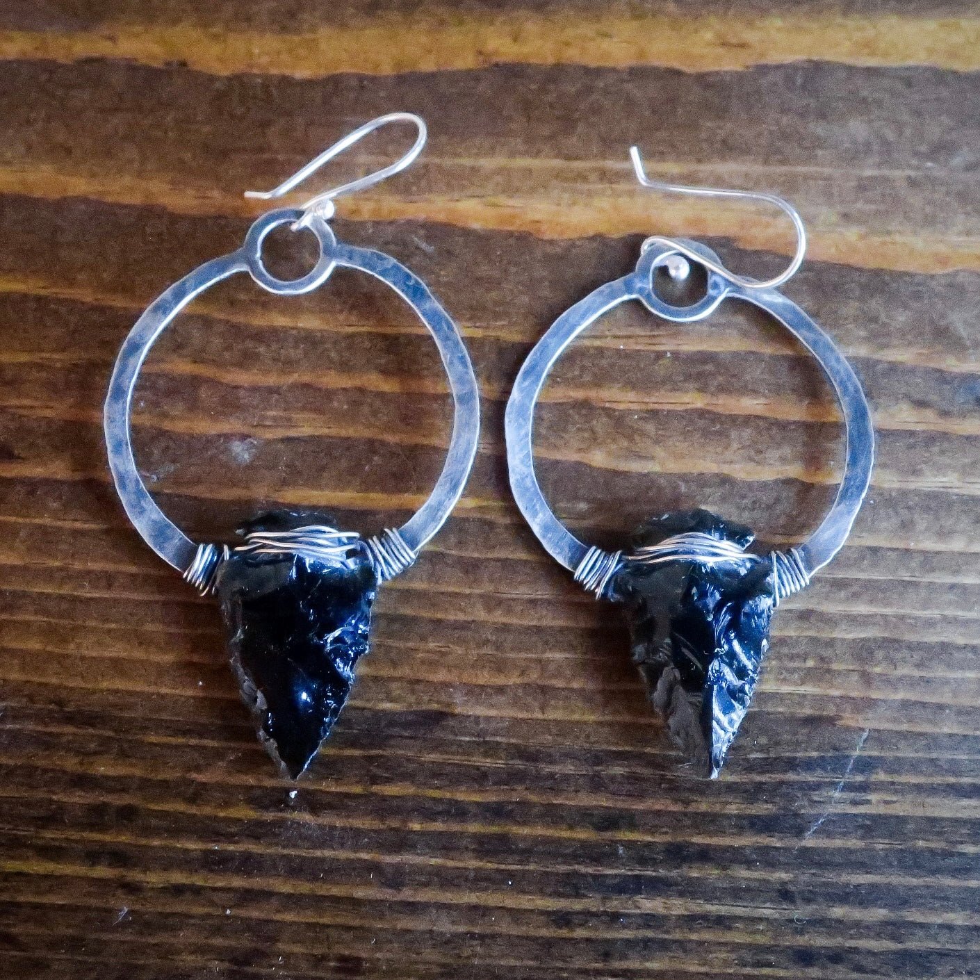 Psychic Protection Obsidian Arrowhead Earrings  | Sterling Silver - Studio Athene Noctua by Blackbird & Sage