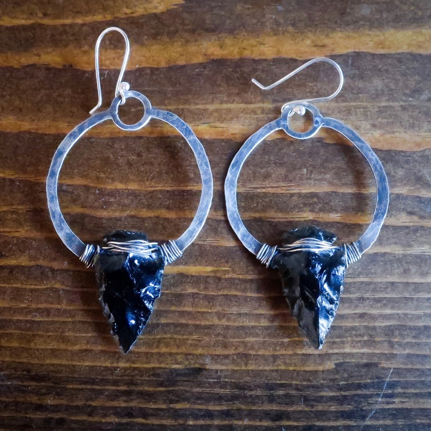 Psychic Protection Obsidian Arrowhead Earrings  | Sterling Silver - Studio Athene Noctua by Blackbird & Sage