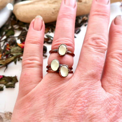 Oval Prehnite Ring | Copper - Blackbird & Sage