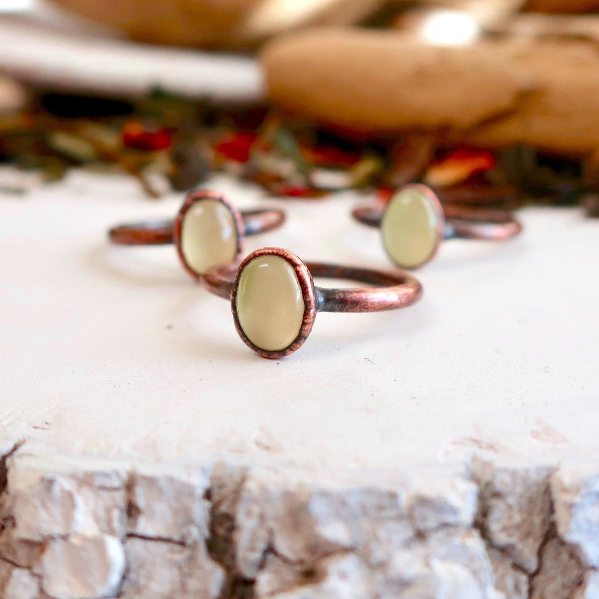 Oval Prehnite Ring | Copper - Blackbird & Sage